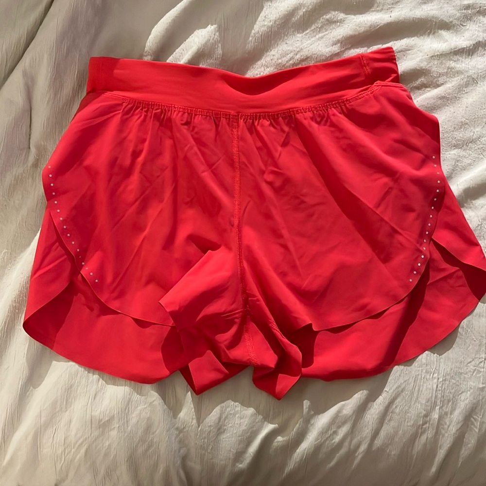 Lululemon Athletica Red Athletic Shorts with Moisture-Wicking Fabric